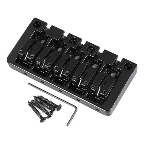 Elektrische Bassbrücke, Flip -Top -Design Leichte Verriegelungsschrauben Fixierung des Verschleißes Resistant 5 Saiten -Bass -Instrumentenbrücke Zum Üben (Black) von Generic