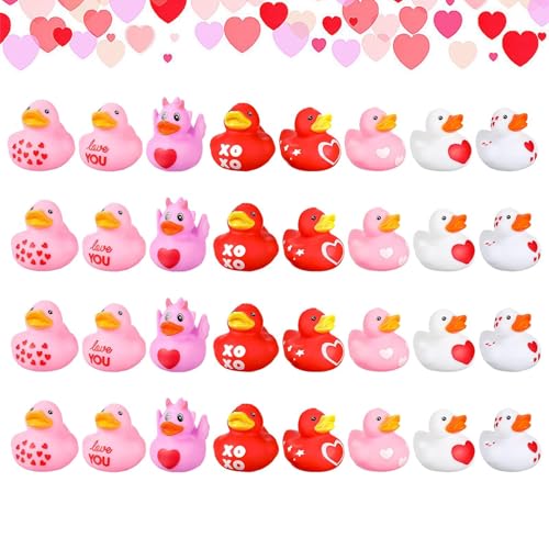 Enten zum Valentinstag – Badeente für Kinder | 24 kleine Enten aus Gummi, Badespielzeug für den Valentinstag für Kinderparty von Generic