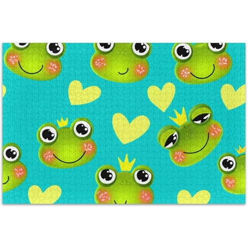 Erwachsenen-Puzzle, 500 Teile, Familie, weißer Elefant, Geschenke, Natur-Puzzle, Tier, Blumenkunst, niedlicher Cartoon-Frosch, grün-blau, 50 x 37 cm Erwachsenen-Puzzle, 500 Teile, Familie, weißer Elefant, Geschenke, Natur-Puzzle, Tier, Blumenkunst, niedlicher Cartoon-Frosch, grün-blau, 50 x 37 cm von Generic