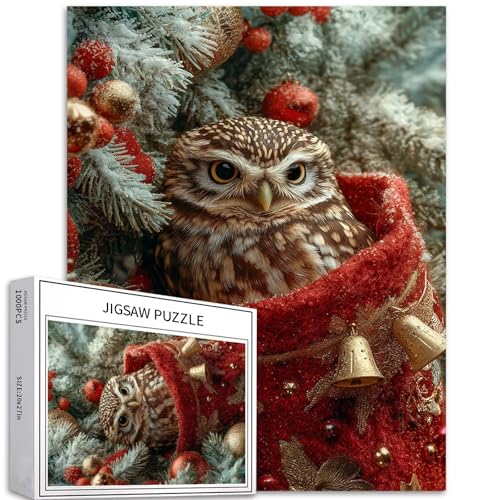 Eule im Weihnachtsstrumpf 1000 Teile Puzzle für Erwachsene, Weihnachtsdekoration, Kunst-Puzzle, anspruchsvolle Familienaktivitäten, buntes Bastelpuzzle für Heimdekoration, Geschenke, 50,8 x 68,6 cm Eule im Weihnachtsstrumpf 1000 Teile Puzzle für Erwachsene, Weihnachtsdekoration, Kunst-Puzzle, anspruchsvolle Familienaktivitäten, buntes Bastelpuzzle für Heimdekoration, Geschenke, 50,8 x 68,6 cm von Generic