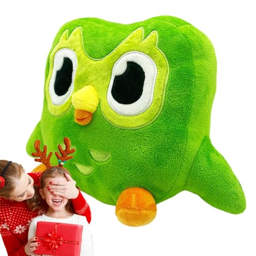 Eulen Kissen Kinder 20 X 30 cm | Eulen Kissen Flauschig | Eulen Kissen Dekokissen | Green Owl Plush | Plüschtier Eulen Grünes Schlafkissen Für Mädchen Geschenk von Generic