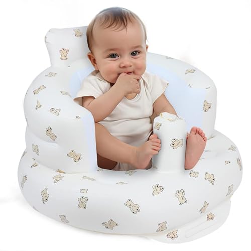 Factorys Christmas Aufblasbarer Babysitz Aufblasbarer Babystuhl für Babys ab 3 Monaten Aufblasbarer Sommerbabysitz zum Sitzen Aufblasbarer Babybodensitz mit eingebauter Luft (A, 47x50x37) von Generic