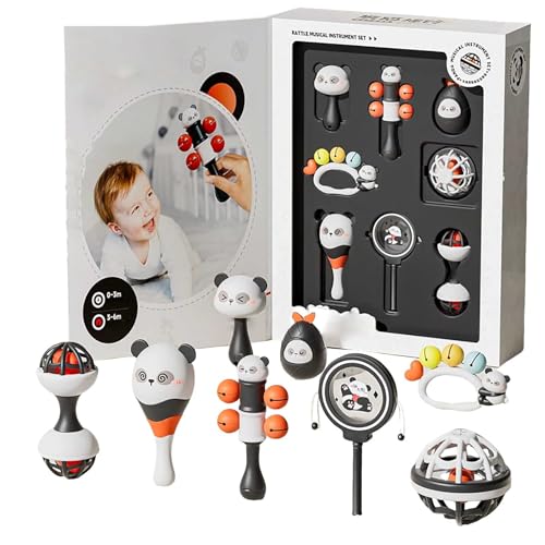 Factorys Panda Baby Set Rotierende Rassel Für Neugeborene 0 1 Jahr Alt Beruhigende Handheld Intellektuelle (Black, 21x9x16cm) von Generic