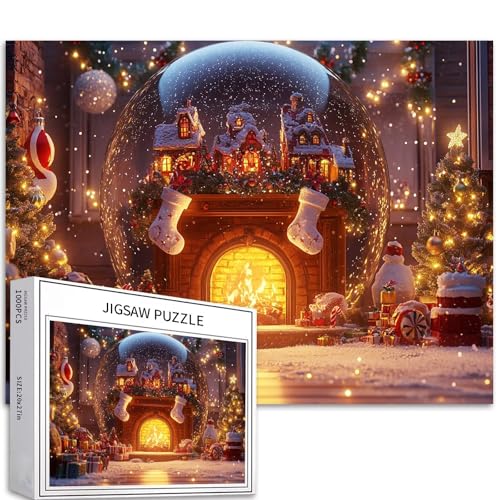 Fairytale Weihnachtspuzzle mit Kamin, 1000 Teile für Erwachsene, Weihnachts-Fantasie-Stil, herausfordernde Familienaktivitäten, buntes Bastelpuzzle für Heimdekoration, Geschenke, 68 x 50 cm Fairytale Weihnachtspuzzle mit Kamin, 1000 Teile für Erwachsene, Weihnachts-Fantasie-Stil, herausfordernde Familienaktivitäten, buntes Bastelpuzzle für Heimdekoration, Geschenke, 68 x 50 cm von Generic