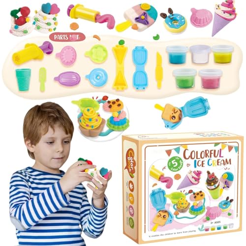 Farbteig-Set, Spielteig-Eiscreme-Spielset, Play Food Spielknete-Sets für Kinder, Play Food Knete-Sets, Art Clay & Dough Knete-Set für Kinder, Mädchen und von Generic