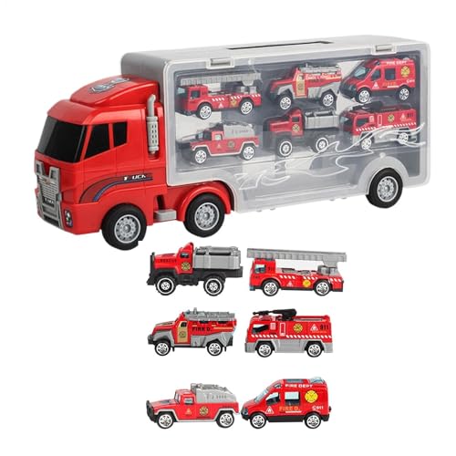 Feuerwehrauto Spielzeug Transportfahrzeug Spielzeug Feuerwehrauto Spielzeug Modell für Kinder Feuerwehrauto Spielzeug 6 Legierung Fahrzeuge Spielzeug für Zsh676 (Red, 34X14CM) von Generic