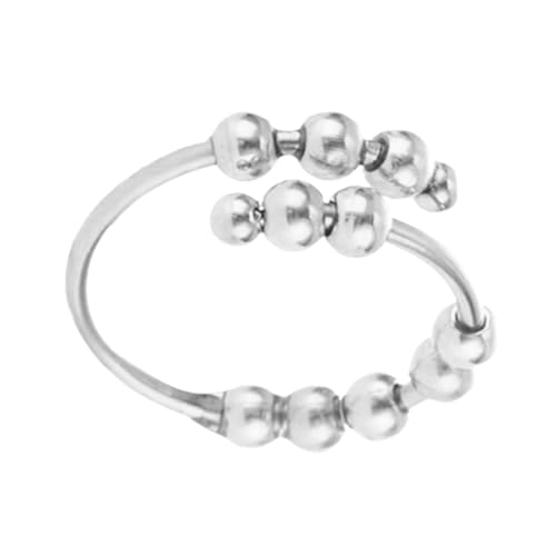 Fidget Bead Ring, Damen Spinner Ring,Damen Herren Entspannungsring Fidget Schmuck | Flexible Passform, bequemer Tragering, drehbare Perlenringe für Reisen, Arbeiten, Ausflüge von Generic