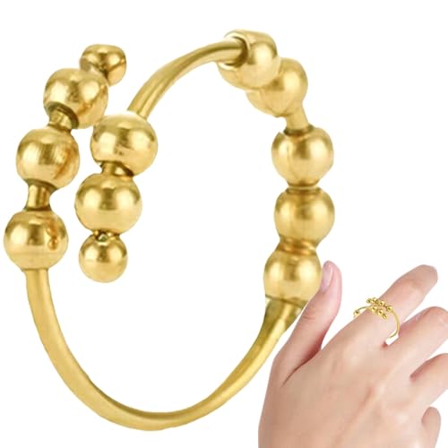 Fidget Bead Ring, Damen Spinner Ring,Damen Herren Entspannungsring Fidget Schmuck - Perlendekoration, drehbare Perlenringe, einfache Mode, Flexible Passform zum Arbeiten und Sammeln von Generic