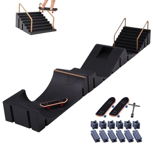 Finger-Skateboard-Set, miini-Skateboard-Rampe, Fingerboard-Spielgeräte, Lustige Outdoor-Aktivitäten, Skateboard-Geschenkset, Kreatives Fingerspiel, Kinderfreundliches Skateboard, Kleine Fingerrampe, F von Generic