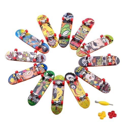 Finger-Skateboard-Set – 12-teiliges Finger-Skateboard für Kinder, Skateboard-Griffbretter, Fingerspielzeug | Finger-Skateboard-Set für Kinder, Finger-Skater, Teenager, Erwachsene, Partygeschenk von Generic
