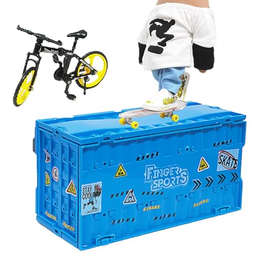 Finger-Skateboard-Set – Container-Fingerbrett, lustiges Fingerboard-Skatepark-Set | Fingerboard-Skateboard-Park-Kit, Skateboard-Fingerspielzeug, Fingerboard-Skateboard-Training, geeignet für od von Generic