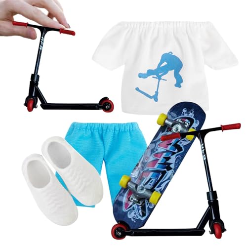 Finger Skateboard Set – Small Skateboard Finger, Scooter Zubehör Kreatives | Fingerspielzeug Mit Schuhen & Hosen, Fingerbrett Für Kinder Sammler Scooter Hose Schuhe Zubehör Kreatives Training von Generic