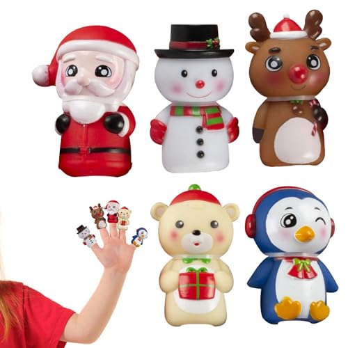 Fingerpuppe für Kinder,Kinder-Fingerpuppe,5X Weihnachtsfiguren-Fingerpuppe - Fingerpuppe mit Zeichentrickfigur, Weihnachtsmann, Spielzeitpuppenspielzeug für Kinder, und Mädchen von Generic