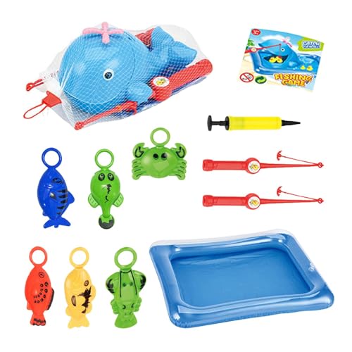 Fischereispielzeug - Stangenfisch -Fang -Set Spielzeug | Badewanne Poolspielzeug Fischerei Bades Spielzeug | Wasserspiel | Sommerbadspiel mit Pole Rod Net Floating Fish Fish für Kinder Mädchen von Generic