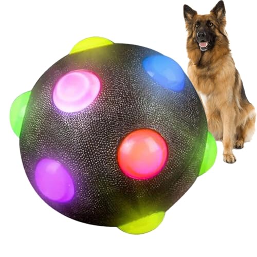 Flash-Ball-Spielzeug für Hunde – Kaubeständiger, leuchtender Hüpfball | Weiches und sicheres interaktives Haustier-Trainingsspielzeug, geeignet für Welpen bis Erwachsene, zufällige Farbe, elastisches von Generic