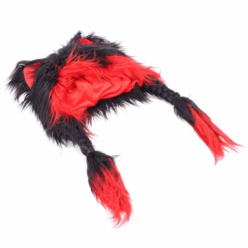 Flauschige Handgefertigte Katzenohren-Mütze für Cosplay, Kostüm, Party, Maskerade und Xams. Geeignet für Plüsch-Katzenohren-Mütze (Schwarz Rot) von Generic