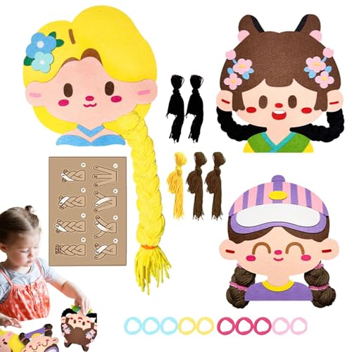 Flechtbuch für Flechthaare, Flechtspielzeug für Flechtbücher für Mädchen | Braid Princess Hair Busy Book Lehrmaterial | Motorik-Flechtspielzeug, handgefertigtes Filz-Sortierspielzeug für Kinder von Generic