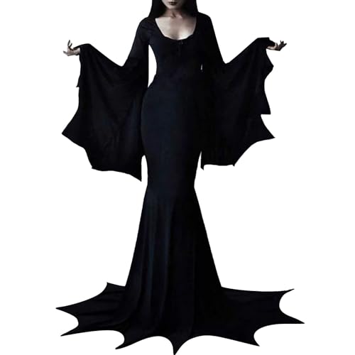 Fledermaus Kostüm Damen, Gothic Mittelalter Kleidung Horror, Hexenkostüm Halloween Vampir Teufel Kostüm Gruselig, Faschingskostüme Oktoberfest Outfit, Trachten Cosplay Rave Outfit von Generic