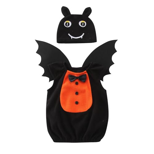 Fledermaus Kostüm Kinder Mädchen Jungen Kinder Fledermaus Flügel kostüm Jumpsuit Kinder für Halloween Karneval Maskerade Rollenspiel (Z03-A-Black, 12-18 Months) von Generic