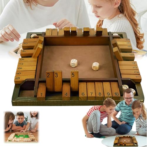 Flownwing Brett-Würfelspiel, Flownwing Brettspiele Tapple, 1–4 Spieler, Holz-Familienbrett-Mathe-Spiel mit 2 Würfeln, Shut The Box-Spiel – lustiges Tisch-Mathe-Spiel for Erwachsene und Kinder(Brown) von Generic