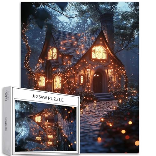 Forest Fairytale Home Puzzle für Erwachsene, 1000 Teile, Märchenstil, buntes Puzzle, DIY Puzzle, Geschenk, Familienpuzzle für Partys von Generic