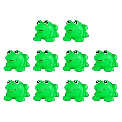 Froschfigur - süße grüne Froschfiguren, Quietschen und schwimmendem Schwimmbadewannenspielzeug, 10 Stcs Gummi -Frösche Badespielzeug für Mädchen von Generic