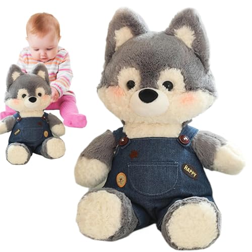 Fuchs Stofftier Puppe,Stofftier Fuchs | Fuchs Grauer Wolf Puppe Spielzeug Tier Plüschtier | Weicher Plüsch-Fuchs-Überwurf für Esszimmer, Wohnzimmer, Sofa von Generic