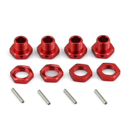 Für Arrma 1/7 Für Infraction Für Limitless Für Felony 6S 1/8 Für Typhon 6S Metall 17mm Rad Hex Hub Adapter Mit Mutter RC Auto Upgrade Teile RC Zubehör(Red) von Generic