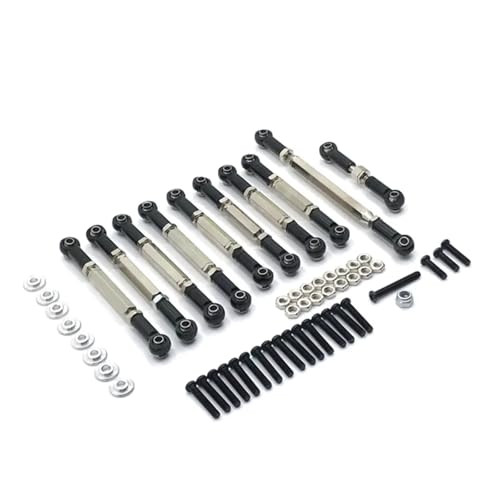 Für MN Für D90 MN99S 10 Stücke Metall Einstellbar Für Chassis Link Stange Lenkung Link Servo Stange Set RC Auto Upgrade Teile RC Zubehör(Black) von Generic