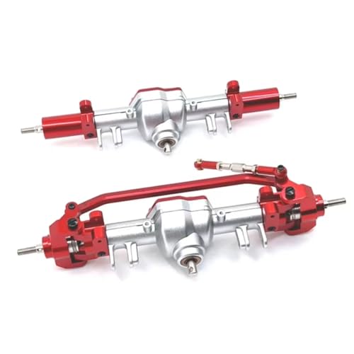 Für MN128 MN86 MN86S MN86K MN86KS 1/12 Metall Vorne Hinten Differential Achse Komplettset RC Crawler Auto Upgrade Teile RC Zubehör(Red 2,Front and Rear) von Generic