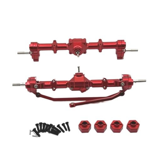 Für MN168 1/12 RC Auto Metall Vordere Und Hintere Portal Achse 12mm Rad Hex Adapter Upgrade Teile Zubehör Fernbedienung Auto Reparatur Teile RC Zubehör(Red) von Generic