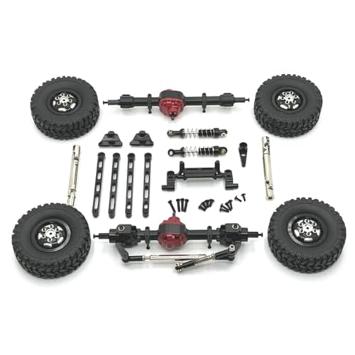 Für MN82 LC79 MN78 1/12 RC Auto Upgrade Teile Metall Vorder- Und Hinterachse Für Chassis Link Stange Zugstange Montieren Stoßdämpfer Reifen Set RC Zubehör(Black) von Generic