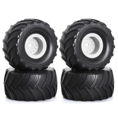 Für TRX4M Für FMS Für AX24 1/18 1/24 RC Crawler Auto 4 Stücke 52mm 1,0 "Für Monster Truck Felge Reifen Set Upgrade Teile RC Zubehör(White) von Generic