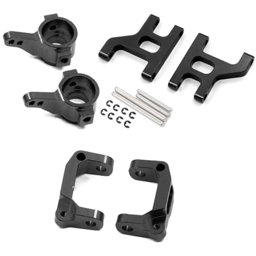 Für Tamiya Für CC01 1/10 RC Crawler Auto Upgrade Teile Metall Front Lenkung Tasse C Hub Carrier Suspension Arm Set RC Zubehör(Black) von Generic