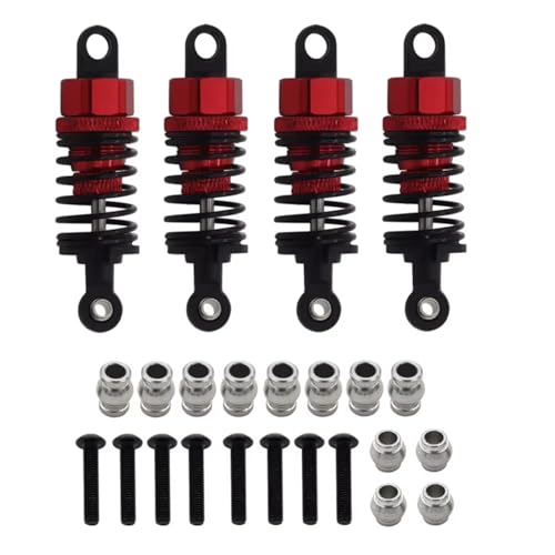 Für Tamiya Für TT-01 Für TT-02 1/10 RC Auto Upgrade Teile Zubehör Metall Stoßdämpfer Öl Dämpfer Set RC Zubehör(Red,4 PCS) von Generic