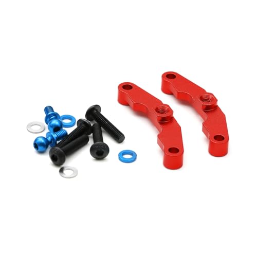 Für Tamiya Für TT-02-S Für TT02 1/10 RC Auto Upgrade Teile Zubehör Metall Oberarm Halterung 54651 2PCS Blau, Rot RC Zubehör(Red) von Generic