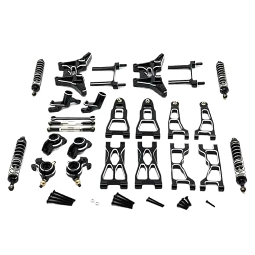 Für UD1201 Für UD1202 Pro 1/12 Metall Lenkung Tasse Stoßdämpfer Suspension Arm Schock Turm Link Kit RC Auto Upgrade Teile Zubehör RC Zubehör(Black) von Generic