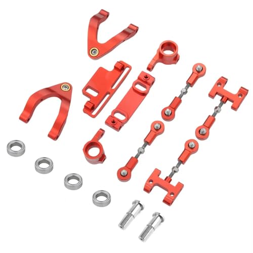 Für WPL D12 D22 D32 D42 1/10 Metall Lenkung Tasse Oberen Unteren Arm Lenkung Slider Drehen Block RC Auto Upgrades Teile Zubehör RC Zubehör(Red) von Generic