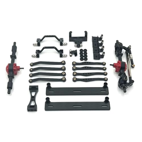 Für WPL Für C64 C64-1 1/16 RC Auto Upgrade Teile Metall Vorder- Und Hinterachse Für Chassis Link Stange Zug Stange Montieren Seite Pedal Shock Mount Set RC Zubehör(Black) von Generic