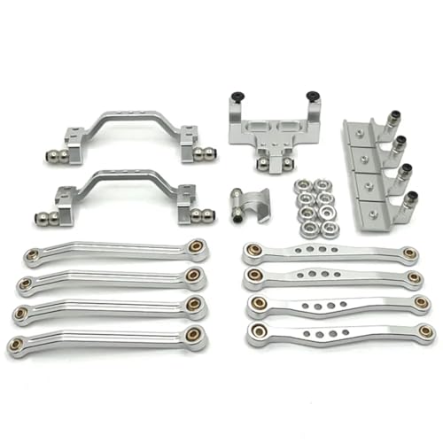 Für WPL Für C64 C64-1 1/16 RC Auto Upgrade Teile Zubehör Metall Für Chassis Link Stange Zugstange Montieren Shock Mount Servo Halterung Set RC Zubehör(Silver) von Generic