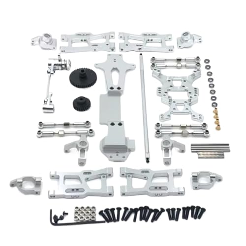 Für Wltoys 144001 144002 144010 1/14 RC Auto Metall Upgrade Teile Kits Für Swing Arm Link Stange Lenkung Block Zubehör RC Zubehör(Silver) von Generic