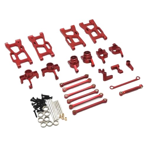 Für Wltoys 144016 144018 1/14 Metall Lenkung Tasse Hub Carrier Für Schaukel Arm Link Stange Lenkung Kit RC Auto Upgrade Teile Zubehör RC Zubehör(Red) von Generic