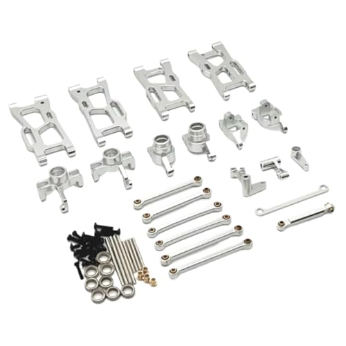 Für Wltoys 144016 144018 1/14 Metall Lenkung Tasse Hub Carrier Für Schaukel Arm Link Stange Lenkung Kit RC Auto Upgrade Teile Zubehör RC Zubehör(Silver) von Generic