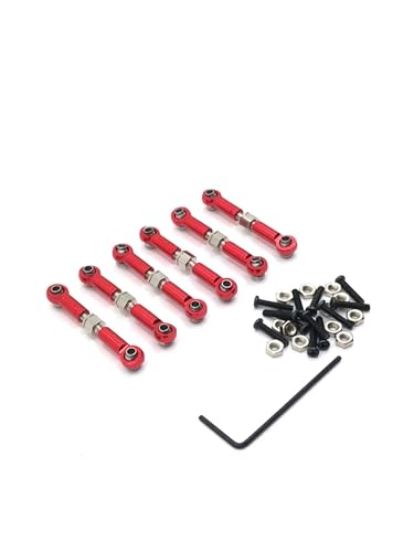 Für Wltoys 184011 A949 A959 A969 A979 K929 1/18 Fernbedienung Auto Metall Pleuel Zugstange Vorne/hinten Servo Pleuel Zugstange Upgrade Teile RC Zubehör(Red) von Generic