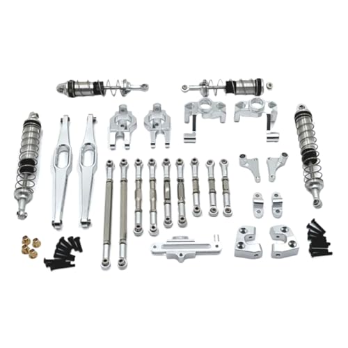 Für Wltoys Für 12429 1/12 Für Metall Upgrade Teile Kit Lenkung Montage Link Stange Stoßdämpfer Set RC Auto Zubehör Teil RC Zubehör(Silver) von Generic