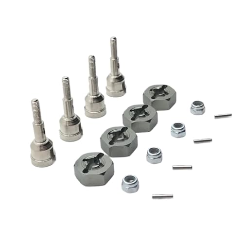 Für Wltoys Für A949 A959 A959-B A969 A979 K929 1/18 RC Auto Upgrade Teile Metall Antriebswelle Rad Achse Tasse Und 12mm Rad Hex Adapter RC Zubehör(Grey) von Generic