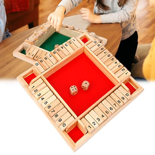 Funny Family Games-Shut The Box Board Game, Shut The Box Game, Shut The Box Dice Game, 2-4 Player Family Wooden Board Table Math Games for Adults and Kids (Red) von Generic