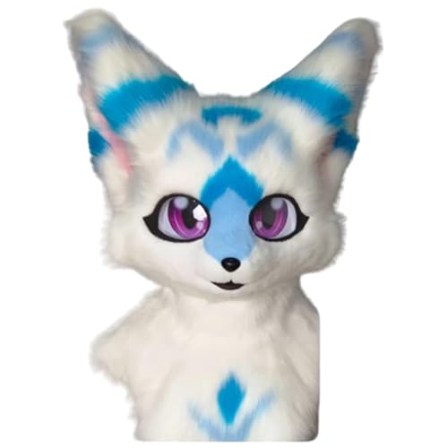 Fursuit Tiermaske Lolita Halloween KostüM Kopfbedeckung Wearable Fluffy Warm Beast Head Halloween Weihnachten Cosplay Party KostüM FüR Erwachsene Teens von Generic