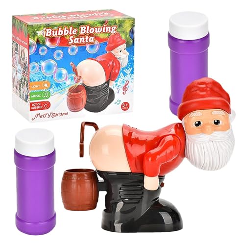 Furzender Weihnachtsmann-Blasengebläse, automatische Weihnachtsmann-Blasenblasmaschine | Naughty Gnomes Automatischer Seifenblasen-Weihnachtsmann mit Blitzlichtern und Musik für Outdoor- und Indoor-Ak von Generic