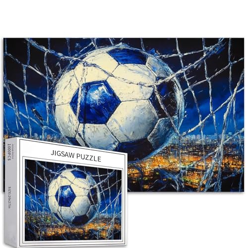 Fußball-Puzzles für Erwachsene, Fußballtor-Puzzle, Sport, Graffiti-Puzzle, anspruchsvolle Familienaktivitäten, buntes Bastelpuzzle für Heimdekoration, Geschenke, 68 x 50 cm, 1000 Teile von Generic